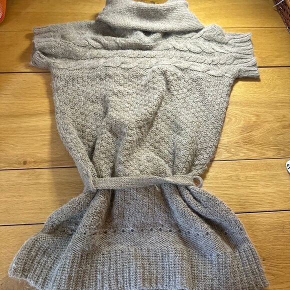Zara knits wool alpaca sweater tunic belted medium beige - Picture 1 of 10